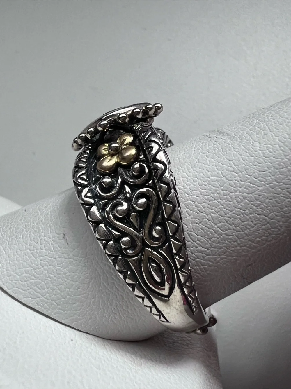 Barbara Bixby 925 Sterling Silver 18K Gold Garnet Statement Ring Size 10